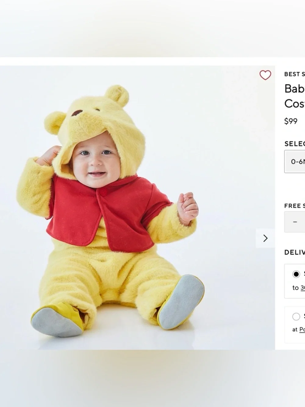 Pottery Barn Disney Classic Pooh Hooded Plush costume 12-24 months like new